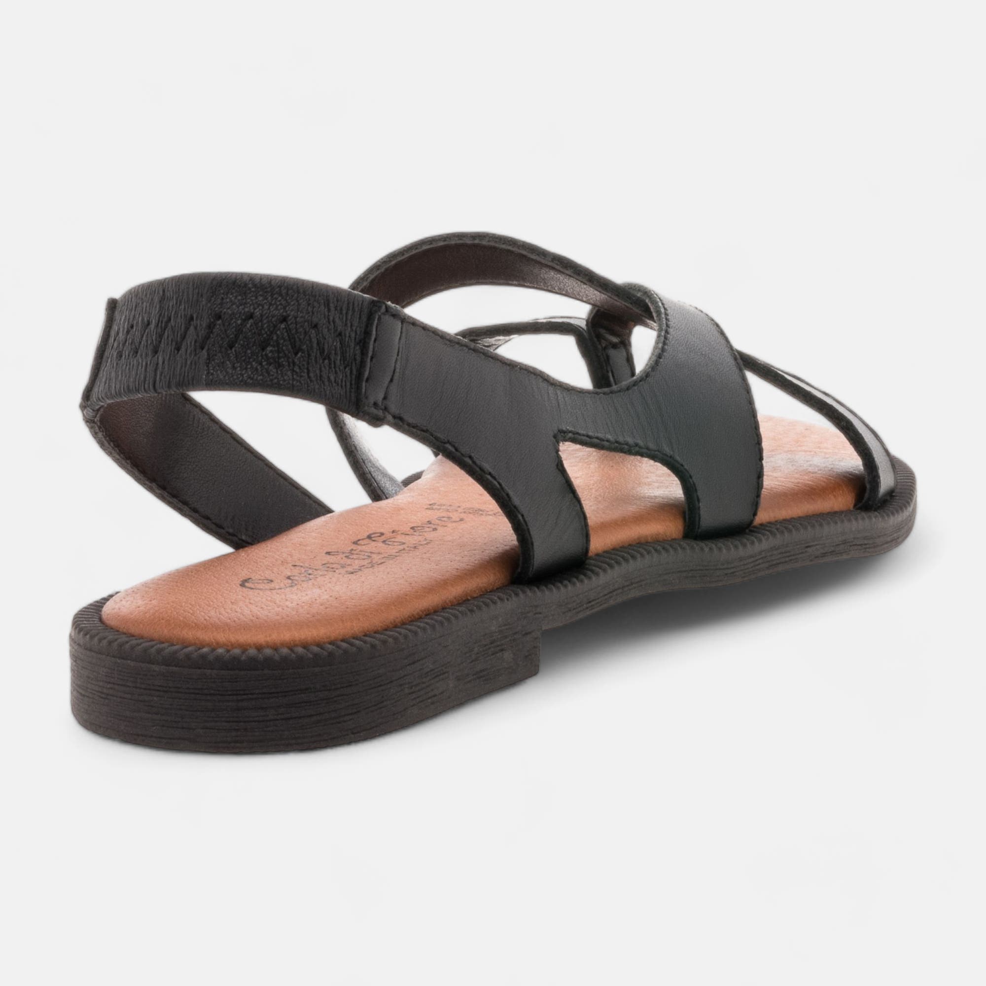 Sandales Femme en cuir noir