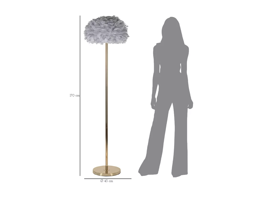 LAMPADAIRE PLUMES SLIM GRIS d. 43X170 CM