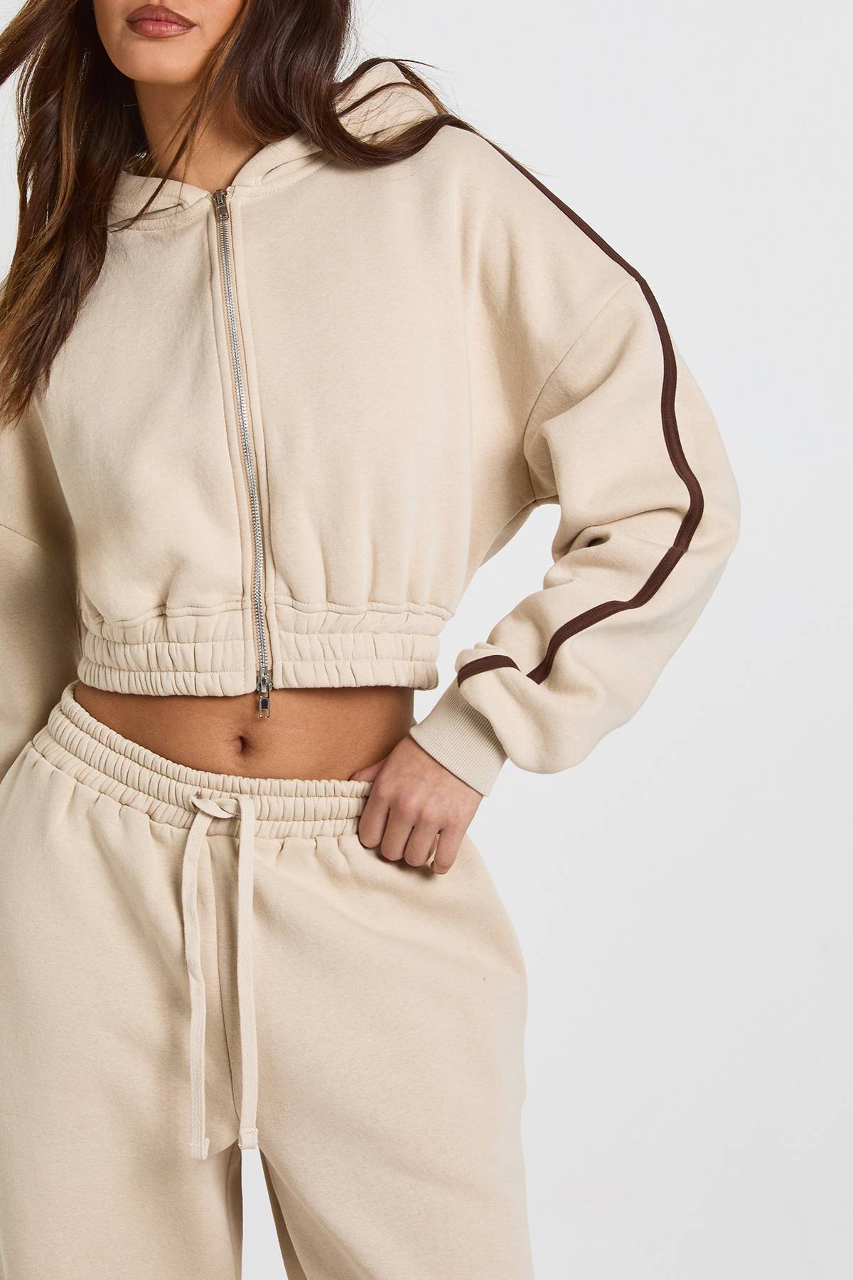 boohoo Survêtement Bomber Zippé à Bandes Latérales et Jambes Droites