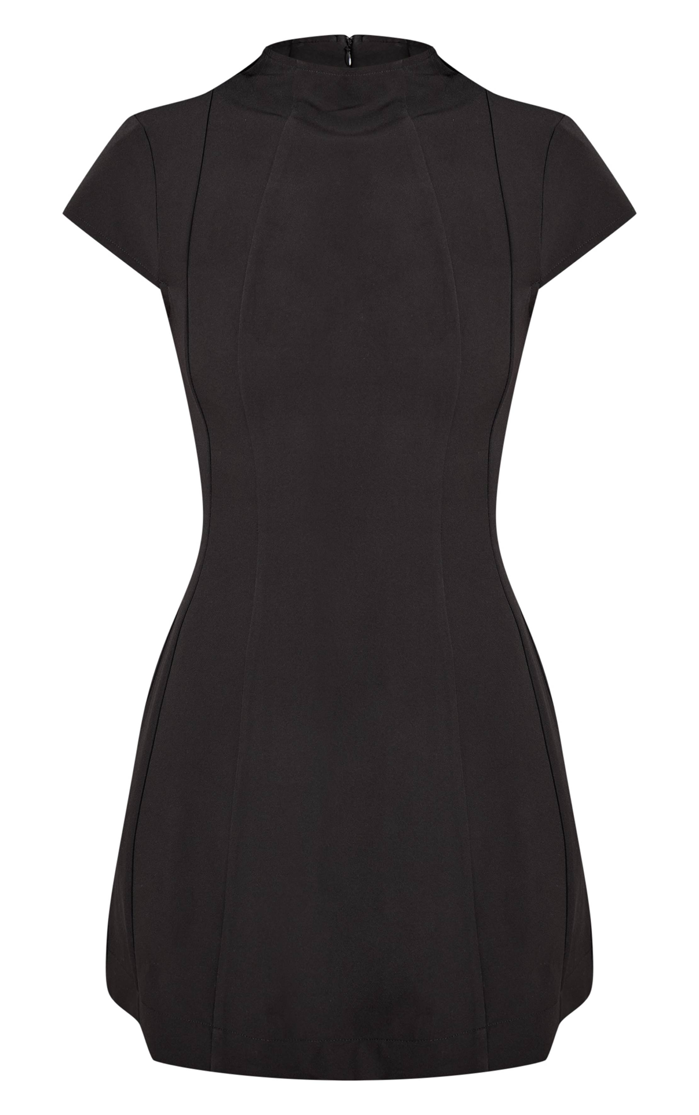 Noir Robe Mini Cintrée À Col Montant Tall