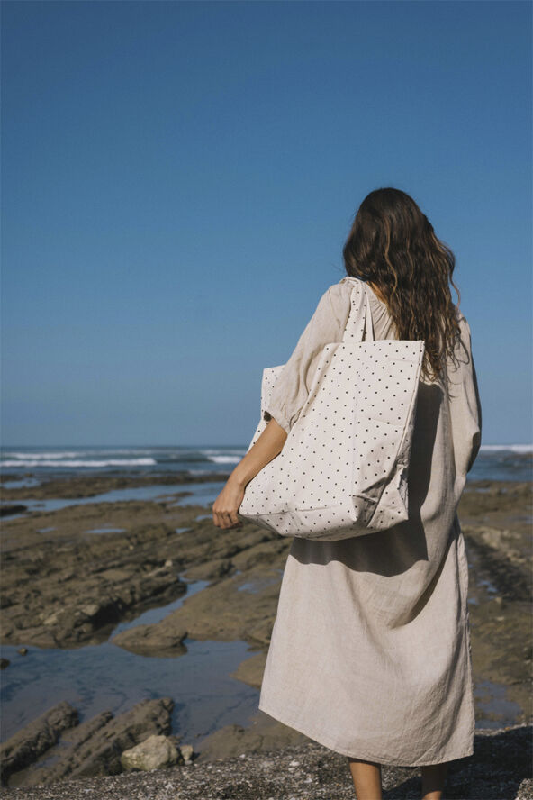 Moshi Moshi Mind big dot bag Ecru/black dots