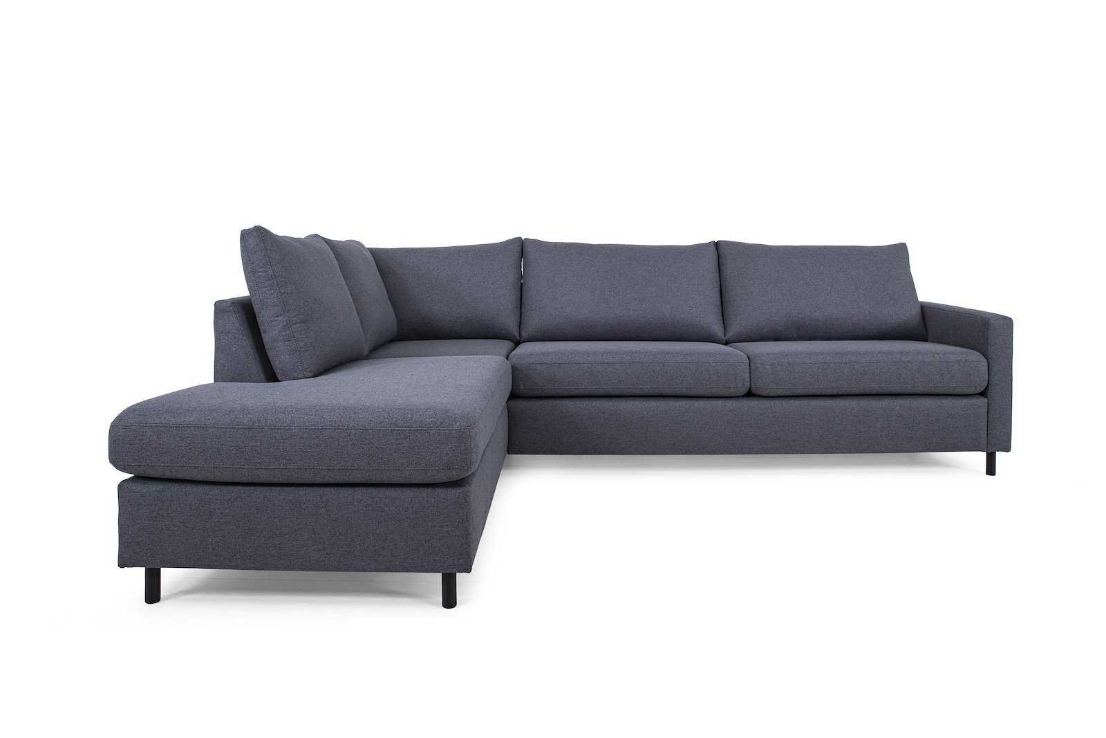 Tempo hjørnesofa Oppsett 11L 3-seter med åpen ende venstre. Tekstil Herbi 30 Dark Grey med sorte ben