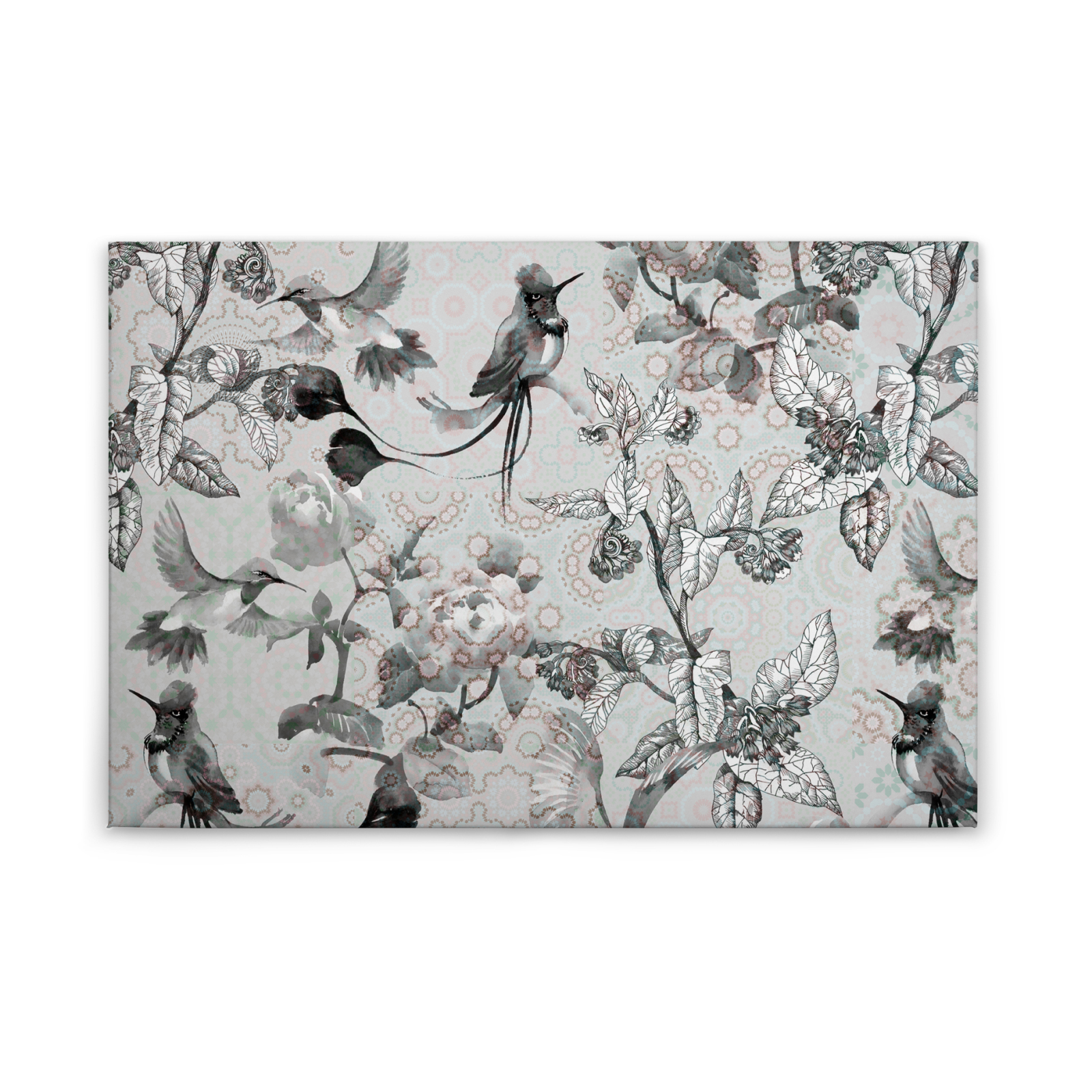Leinwandbild VÖGEL - grau-weiß - 90x60 cm