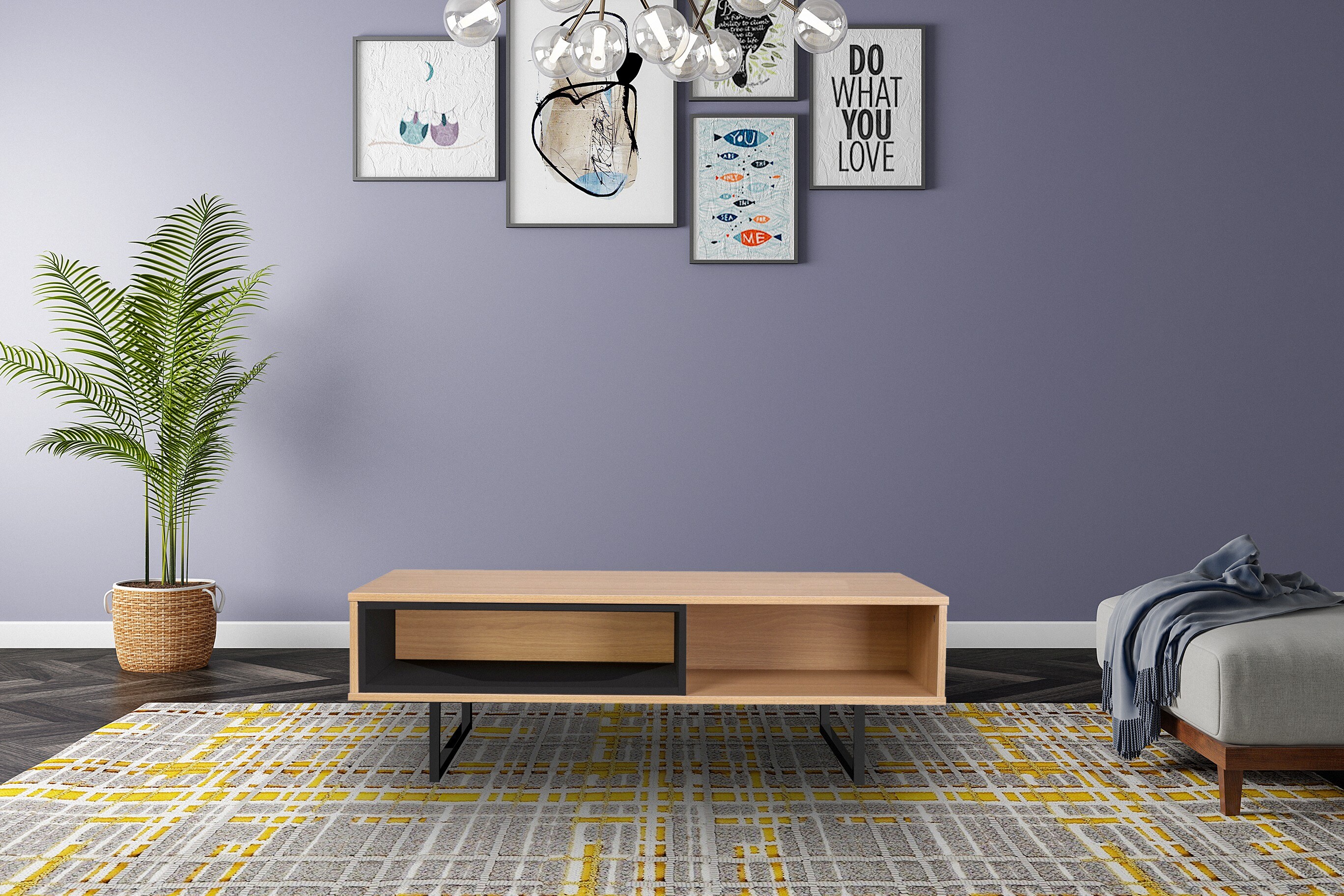 Couchtisch Eiche Dekor Wohnzimmertisch Sofatisch Beistelltisch Tisch Lowboard