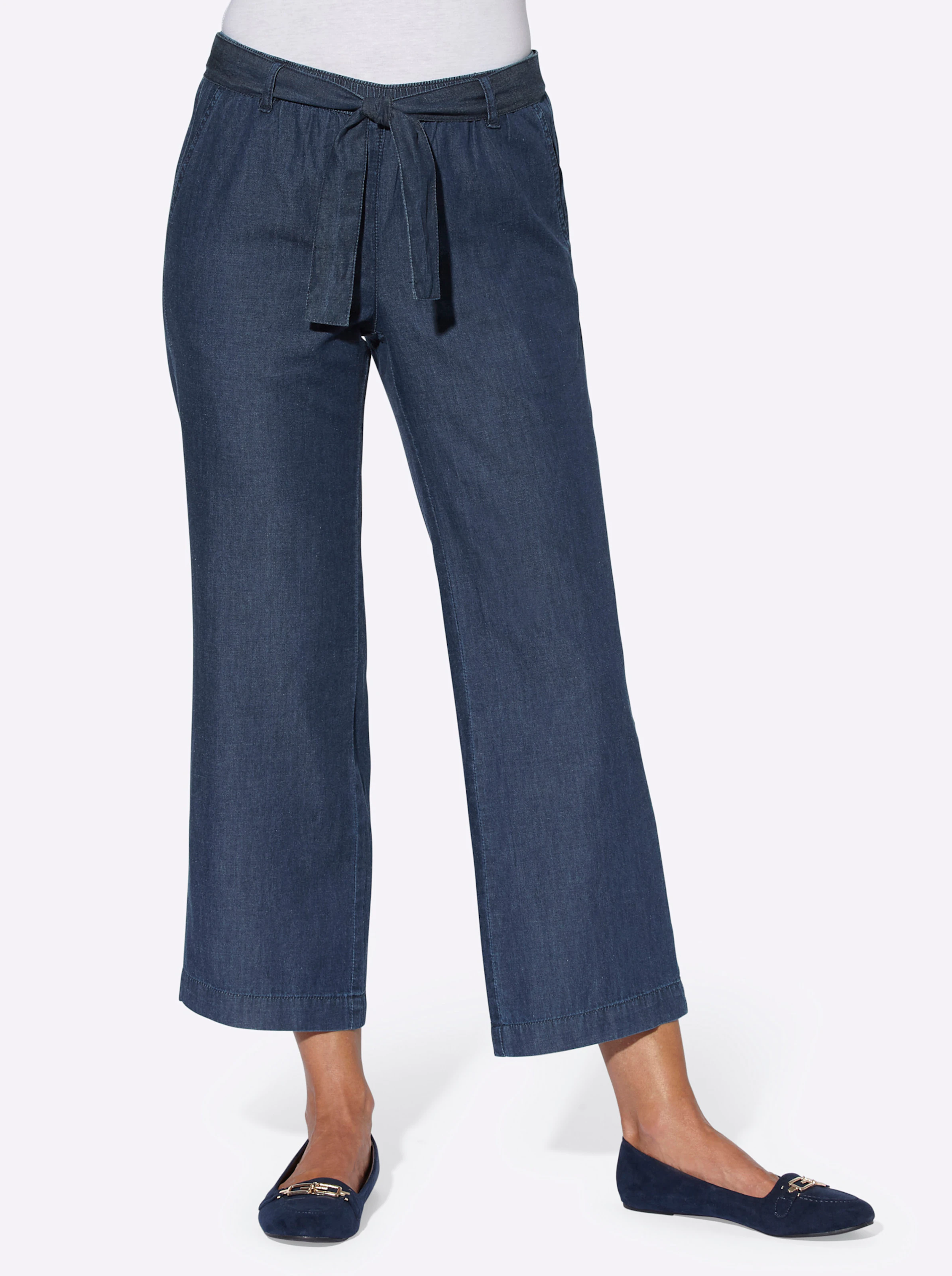 Culotte in blue-stone-washed