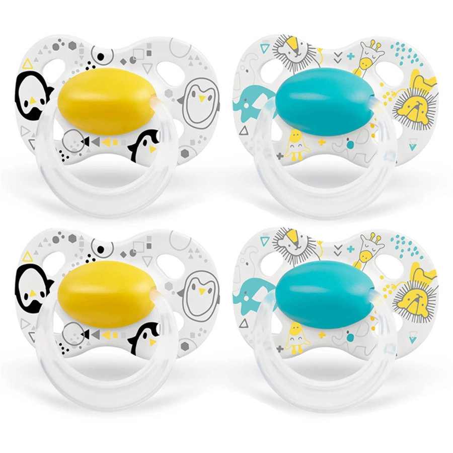 Medela Baby Schnuller Original ab dem 18. Monat DUO Signature 4 Stück in gelb und türkis