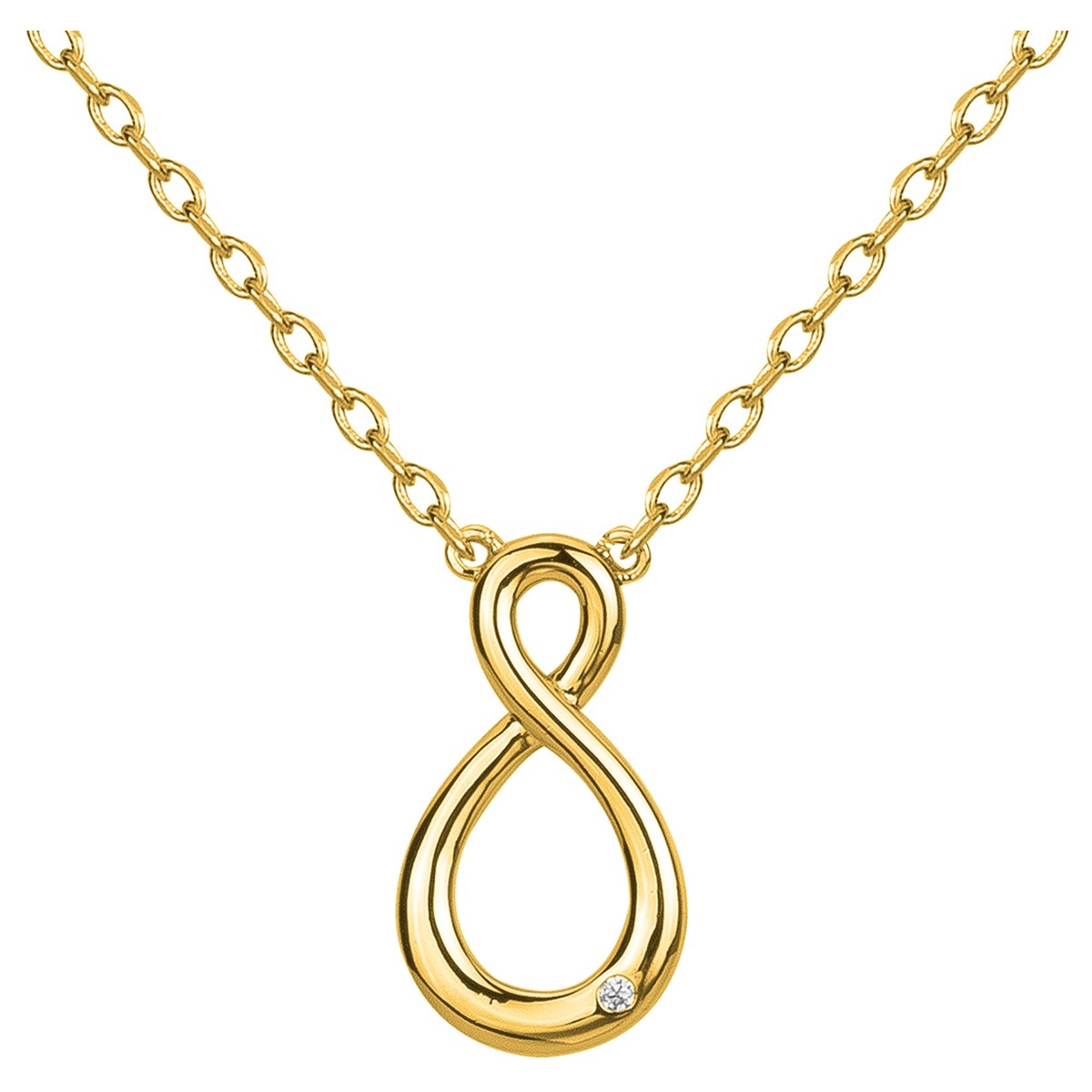 Collier mono-motif en Plaqué Or avec oxyde de zirconium blanc