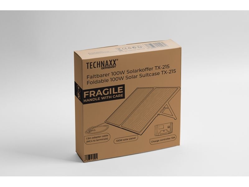 Technaxx Solarkoffer TX-214 100 W Solarkoffer mit einfacher Installation und Schnellanschluss zum umweltfreundlichen Aufladen Ihrer Batterie