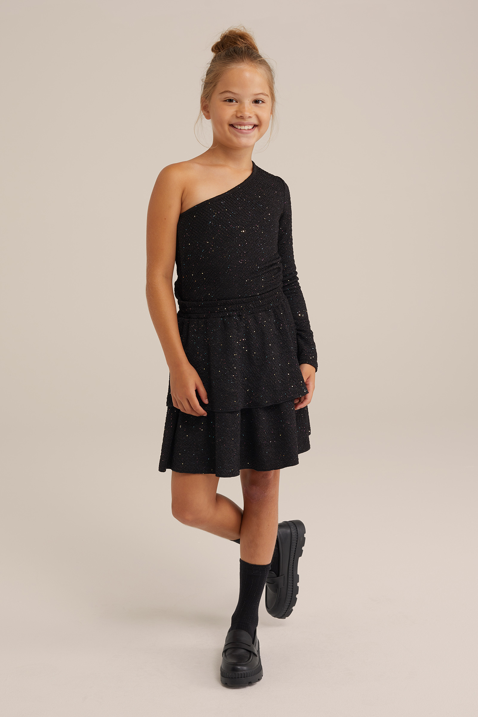 Meisjes rok met structuur WE Fashion Zwart