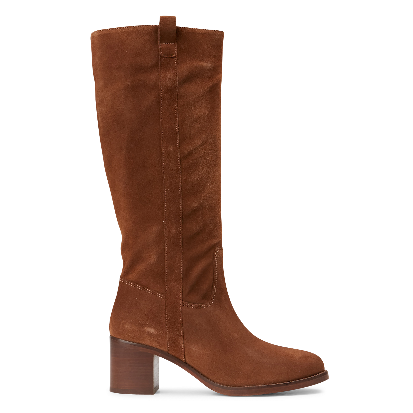 Bottes à talons en cuir velours| Marron