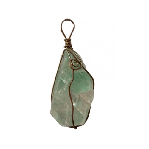 Pendentif brut enchassé en fluorite