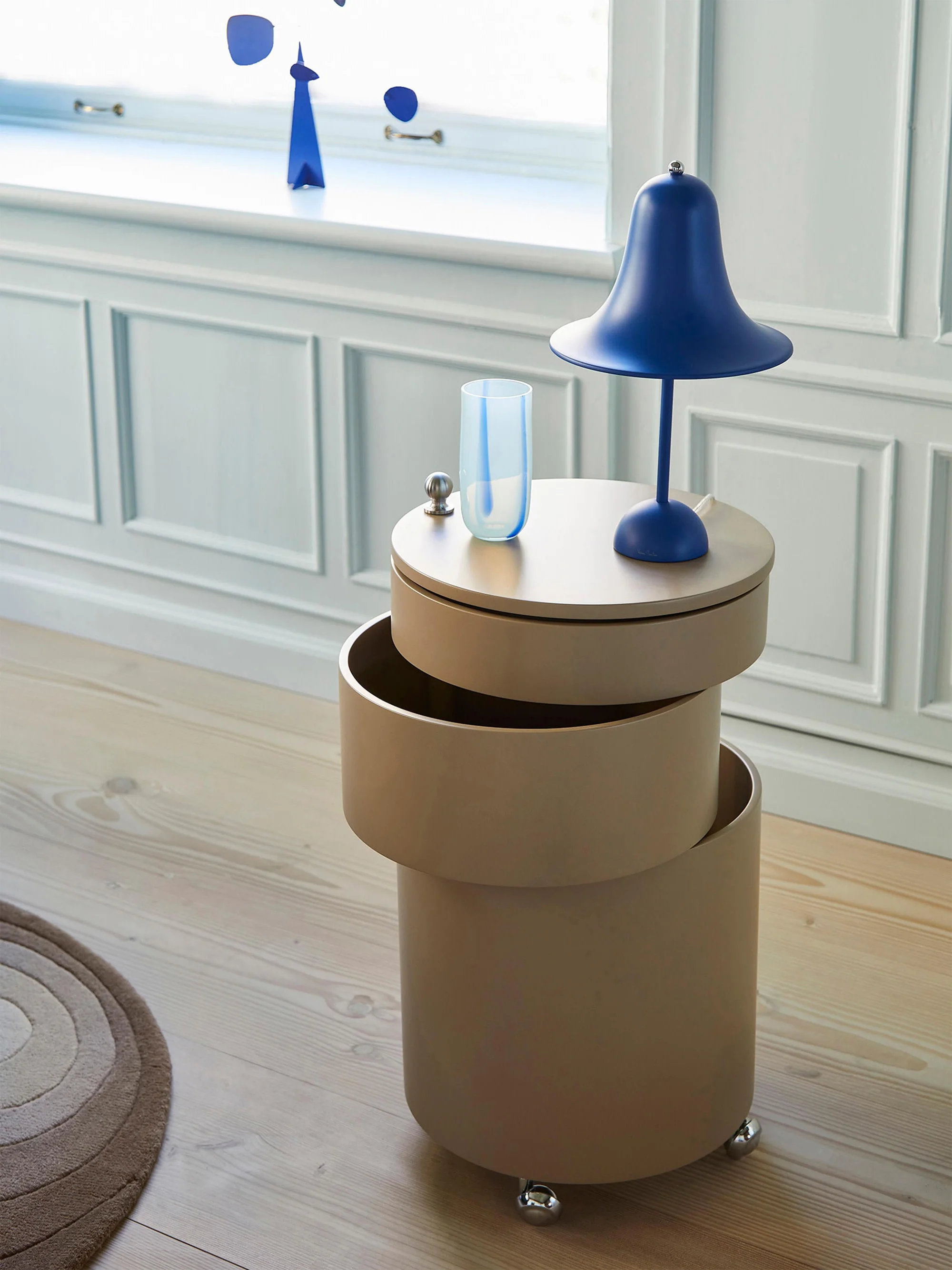 Ronde rolcontainer Barboy, Design Verner Panton