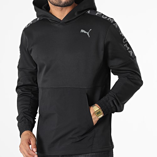 Sweat Capuche A Bandes Puma Fit Powerfleece 522124 Noir
