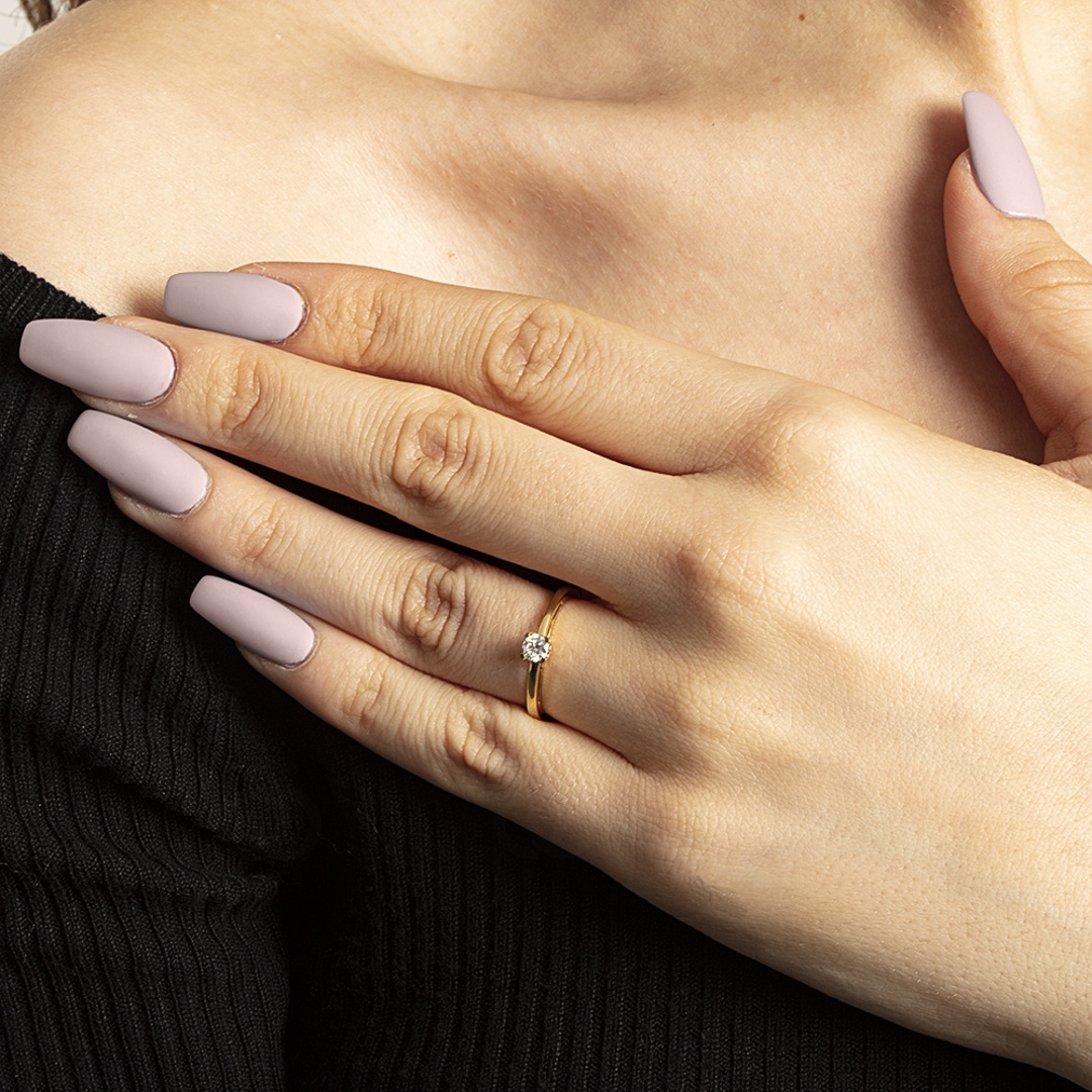 Verlobungsring 750/18 K Gelbgold mit Diamant 0.19 ct H/si