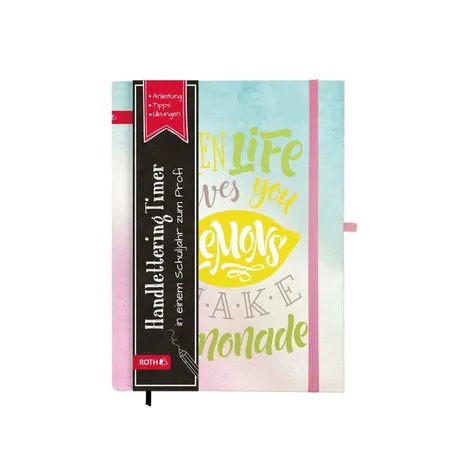 Roth Handlettering-Timer, 16,5 x 23,0 cm, 1 Woche 1 Seite, immerwährend, Lemon