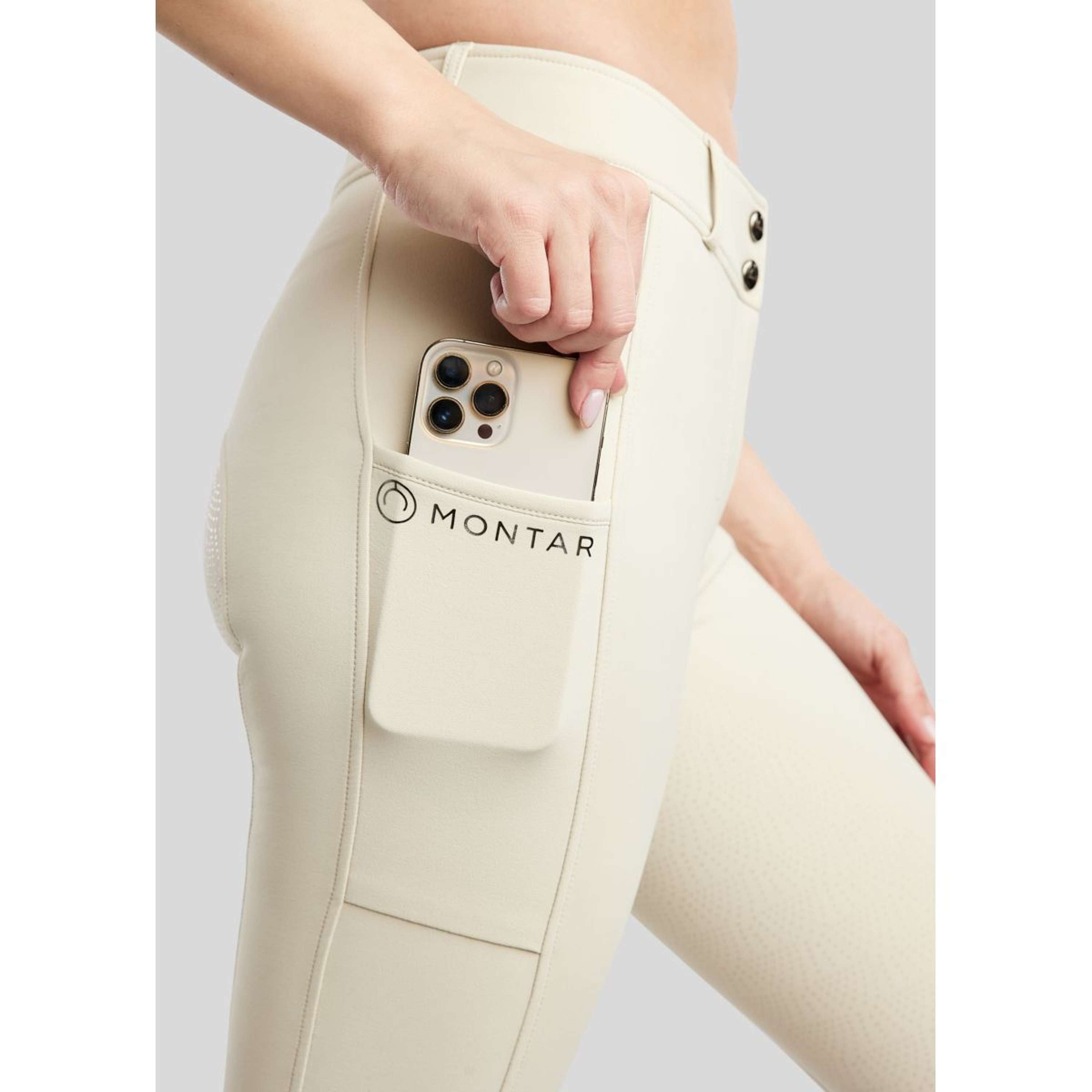 Montar Rijbroek Megan Full Grip Lichtgrijs