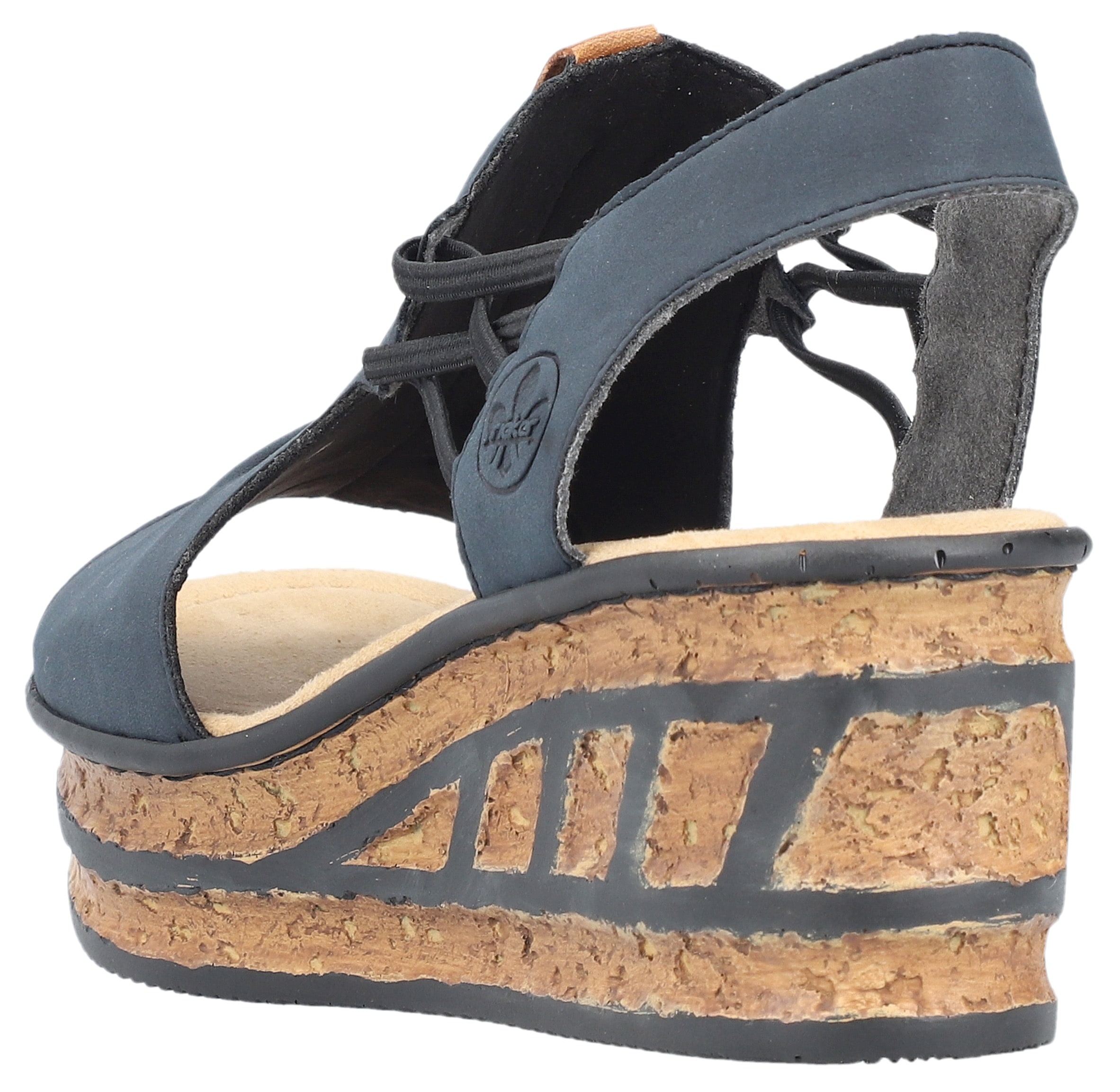 Rieker Keilsandalette  , Sommerschuh, Sandale, Keilabsatz, mit seitlichen Stretchbändern