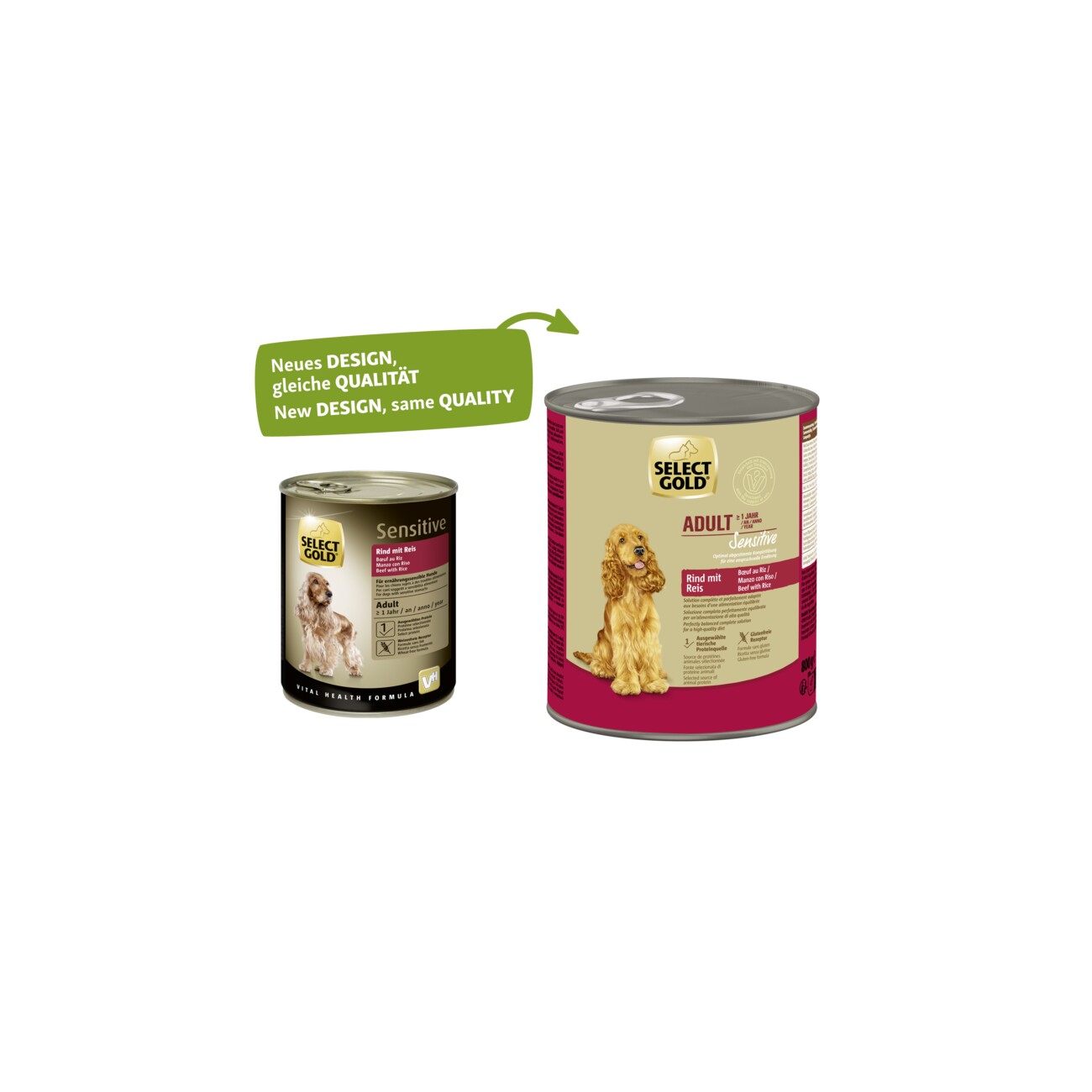 SELECT GOLD Sensitive Nassfutter Adult Rind mit Reis 6x800 g
