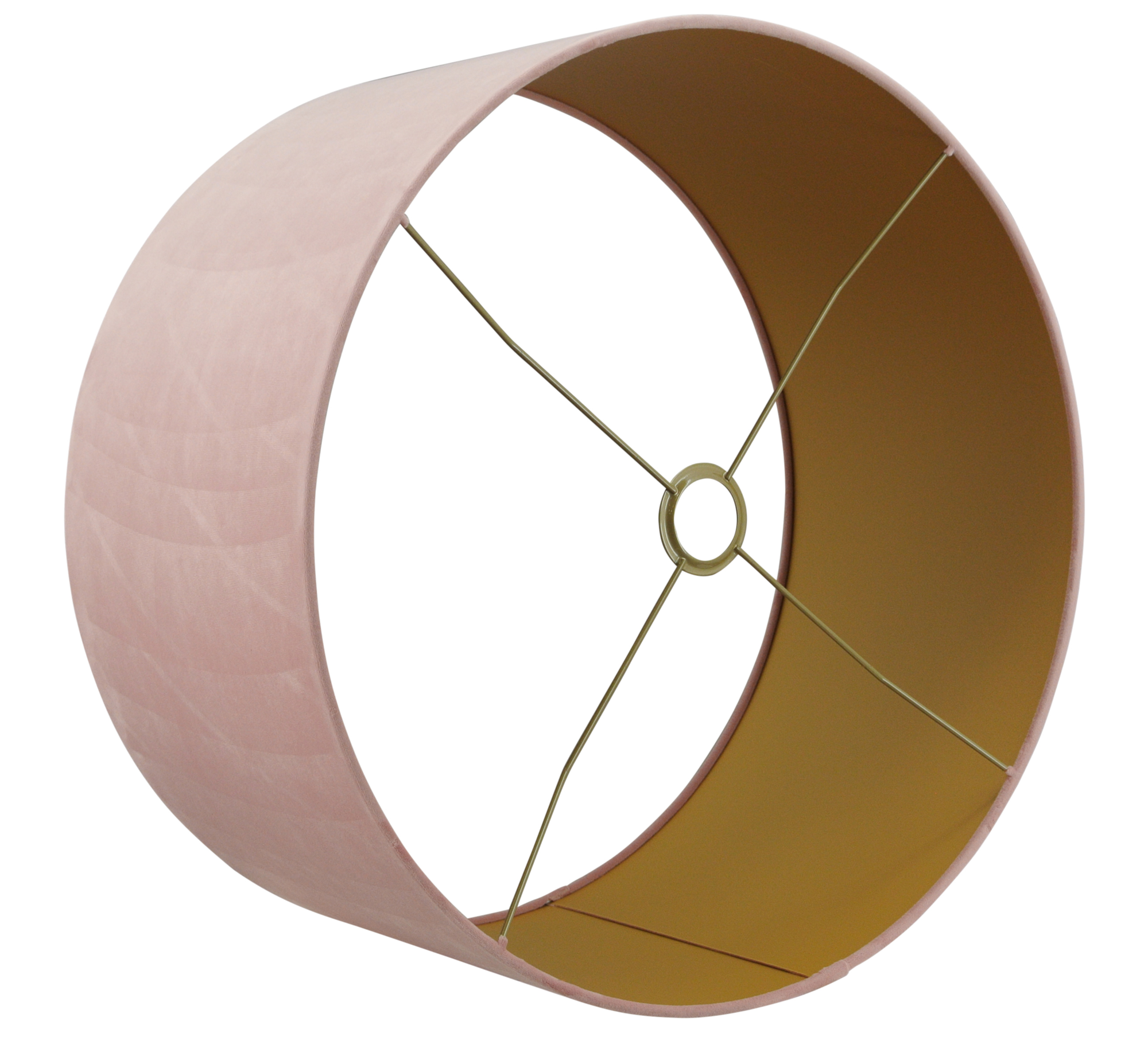 Lampenkap San Remo velours roze + gouden binnenkant 35x35x22 cm