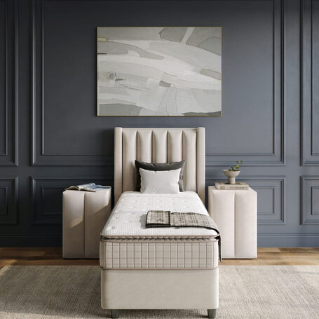 Boxspring met opbergruimte Blackpearl - Beige