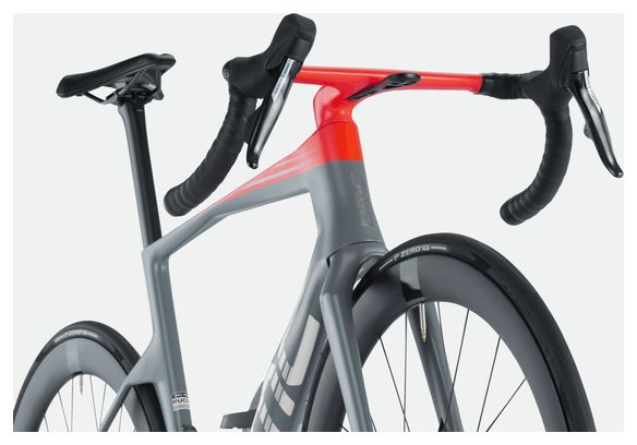 Vélo de Route BMC Teammachine R 01 Three Sram Force eTape AXS 12V 700mm Gris Iron / Rouge Neon 2024