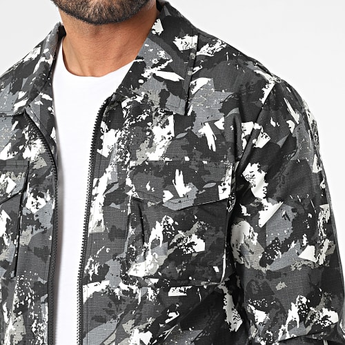 Veste Zippée Gris Anthracite Camouflage