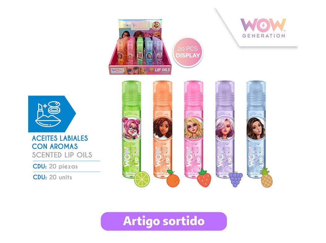 LIP GLOSS COM SABORES WOW CORES SORTIDAS
