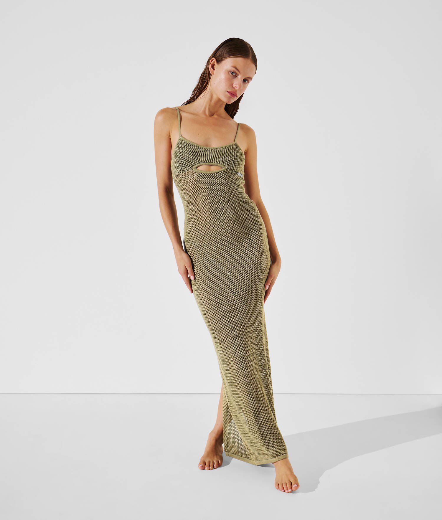 ROBE DE PLAGE EN CROCHET - Vert d'huile