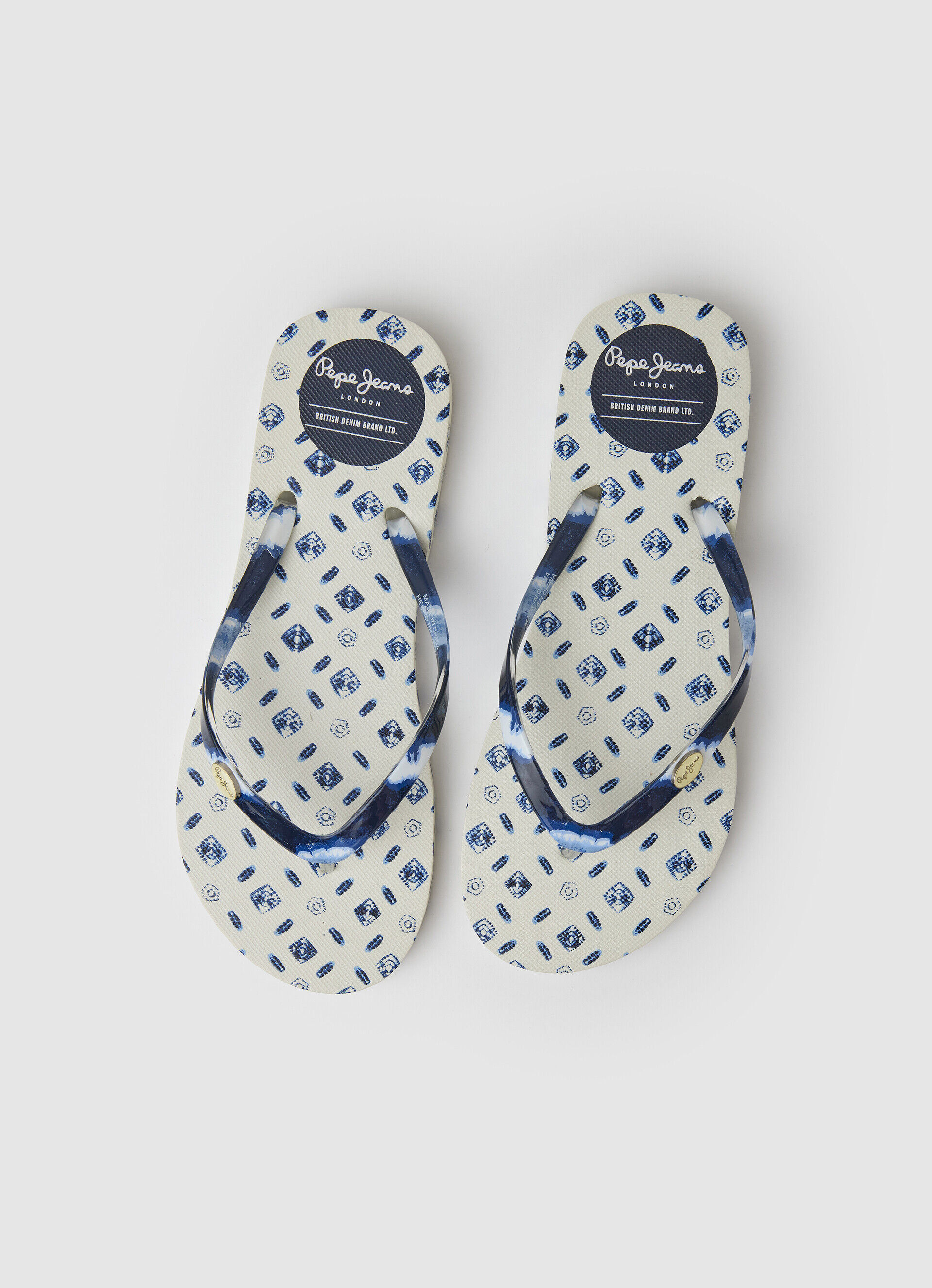 Chinelo de praia azul RAKE - mousse branco