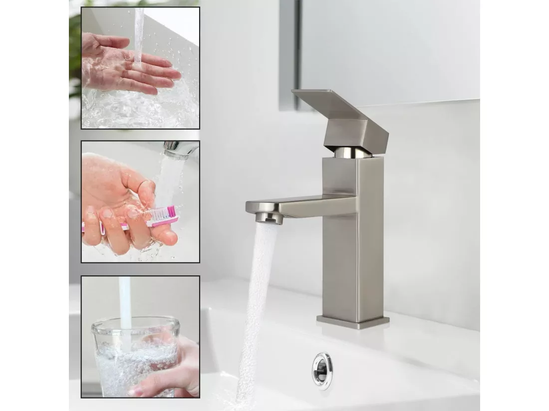 NETTLIFE robinet d'évier robinet chaud/froid robinet haute pression en acier inoxydable