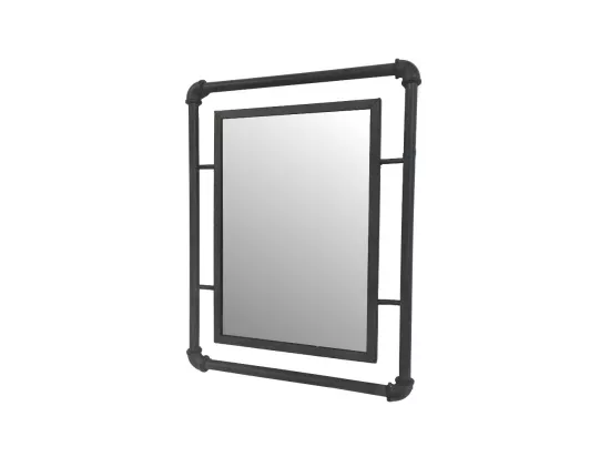Miroir mural tube en métal gris 42 x 54 cm