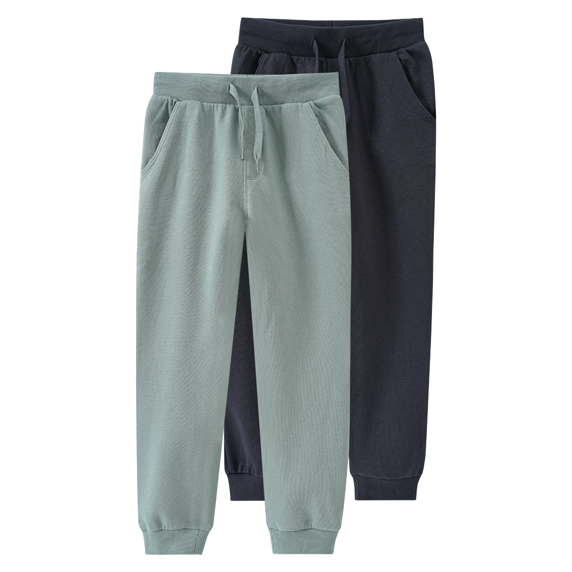 Famy 2 Jungen Jogginghosen mit Tunnelzug oliv / dunkelgrau