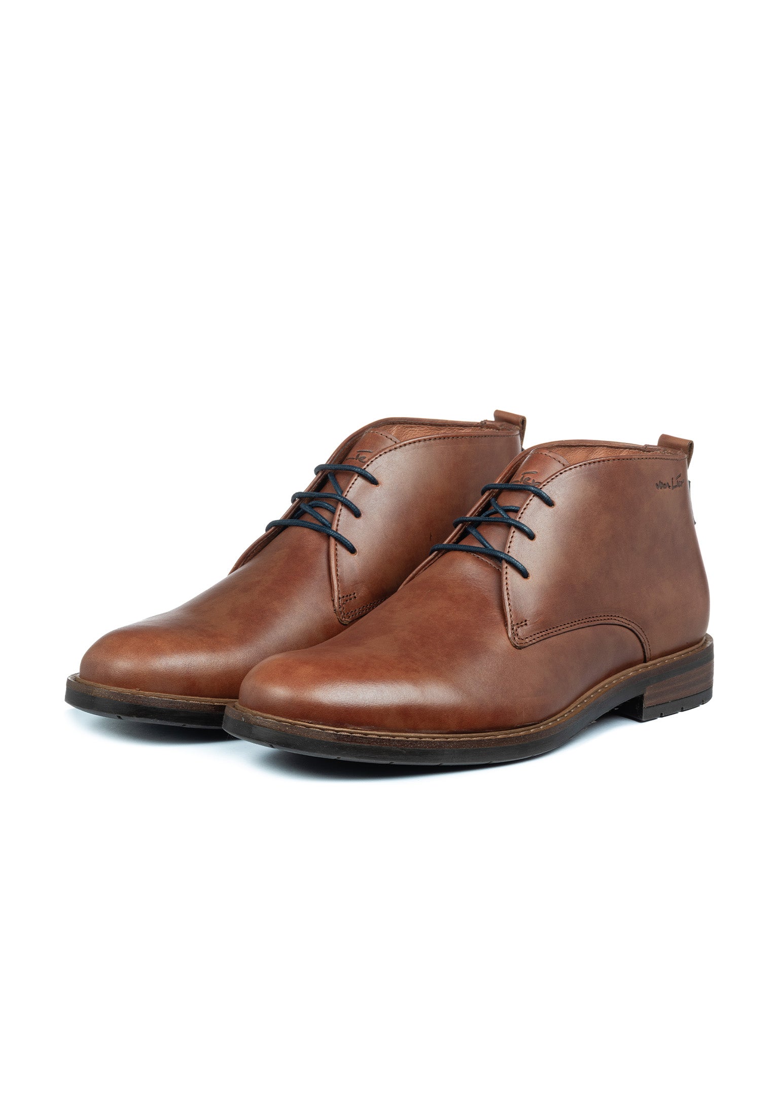 Cognac gladleren Boston boot