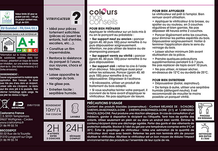 Vitrificateur parquet Passage intense Colours Incolore satin 750ml