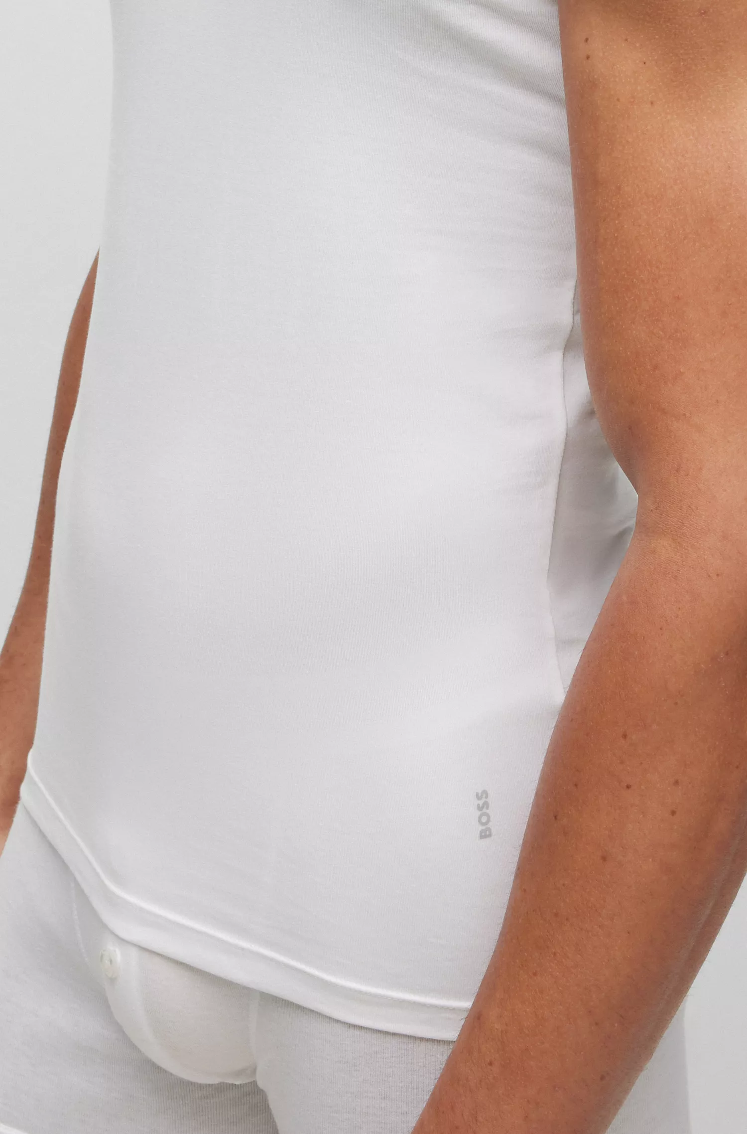 BOSS Preto - Pacote com duas camisetas regatas de algodão elástico com estampa do logotipo