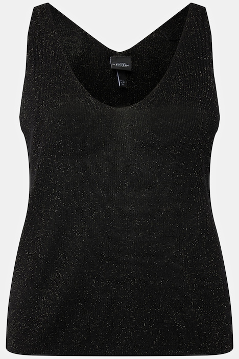 Stricktop, Metallic-Rippstrick, V-Ausschnitt, ärmellos