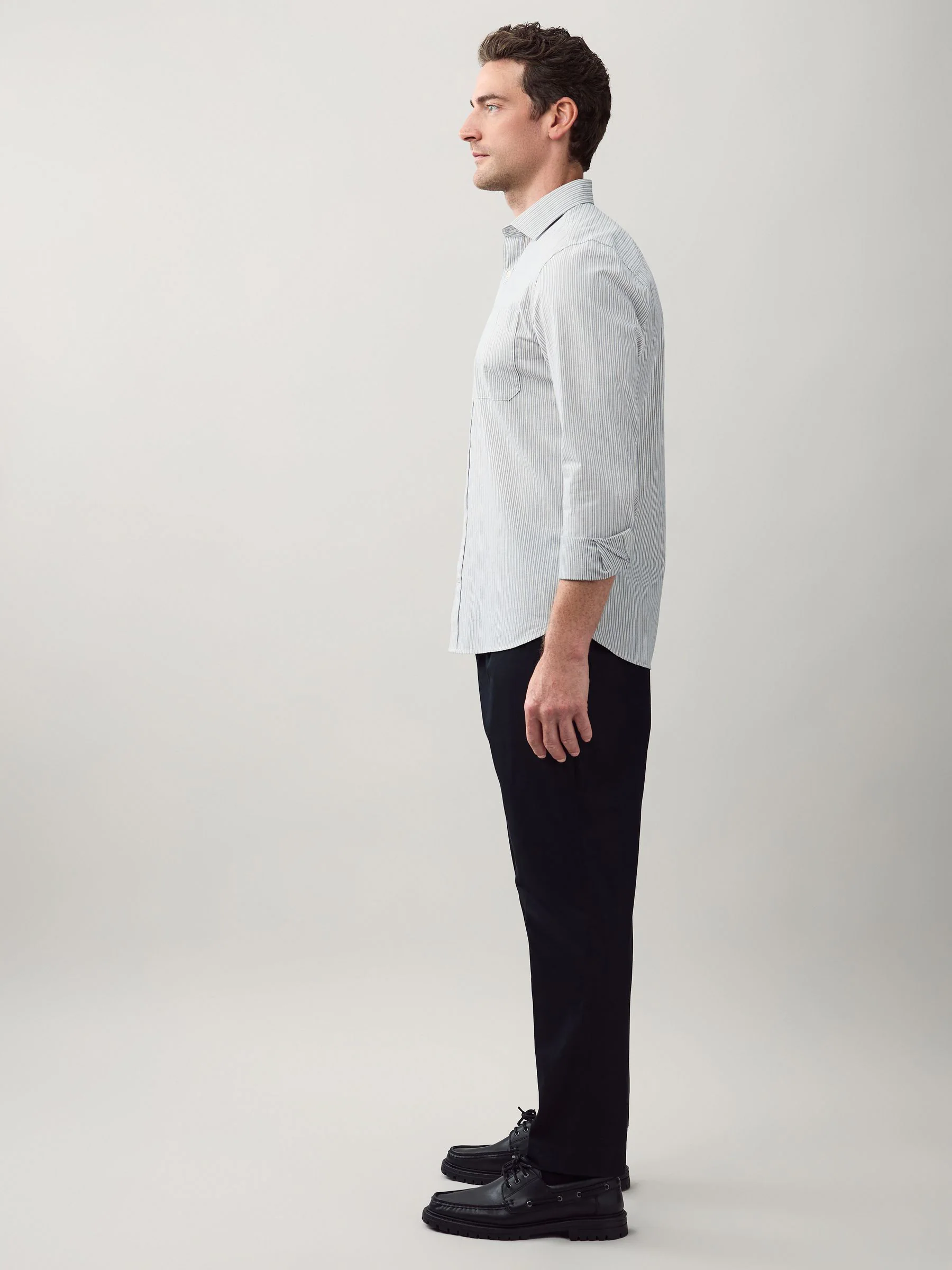 Zwart - Regular Tapered Fit Smart Cotton Chinos with Elasticated Back and Stretch