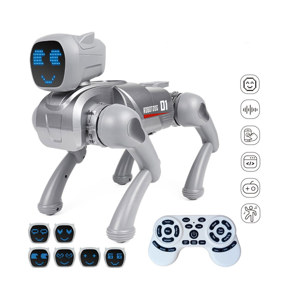 (31x24cm) Ferngesteuerter 2.4GHz Roboter Hund Kinder RC Spielzeug mit 360° Drehung / Sound Effekten / App Steuerung (Batteriebetrieben) - Rosa