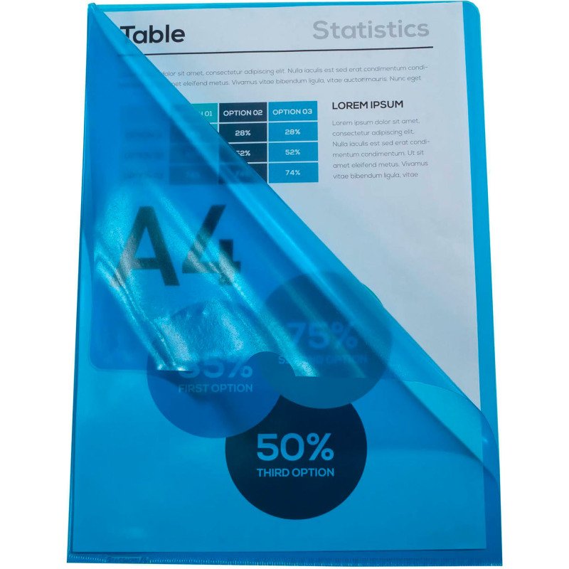 Chemise coin plastique Exacompta A4 polypropylène 13/100e transparente - Paquet de 100