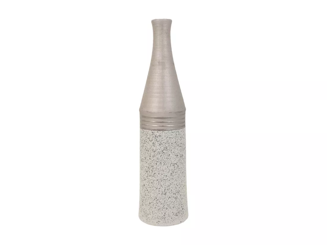 Vase en céramique argentée 13,5x13,5x53h