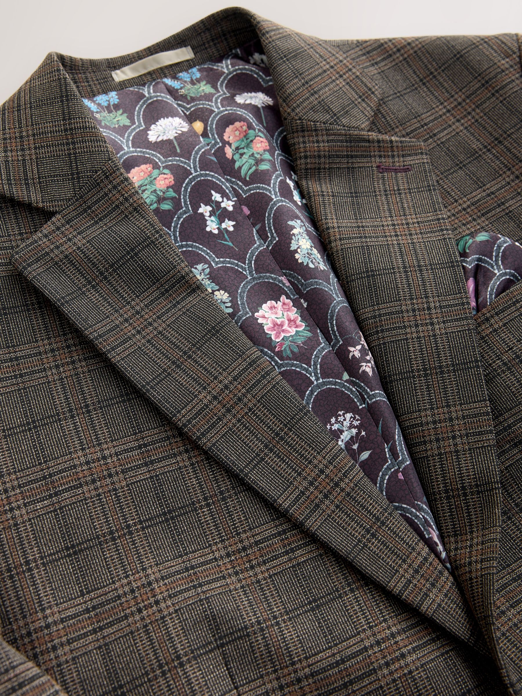 Bruin - Slim-fit maatgesneden pak met ruiten: colbert