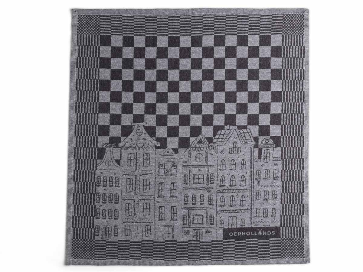 DoubleDry Grachten 50 x 70 cm set van 6 theedoeken - zwart