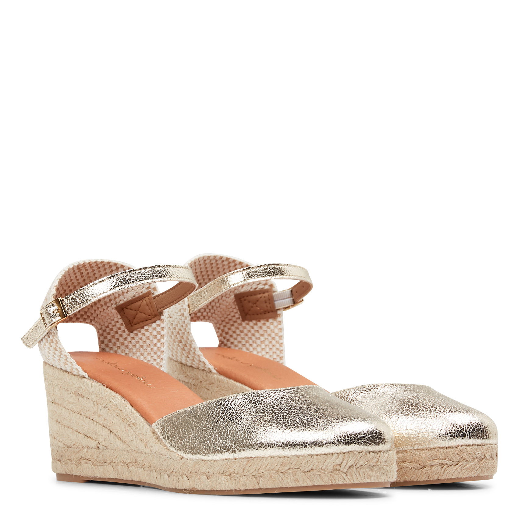 ESTRELLA - Espadrilles compensées en cuir métallisé | Doré