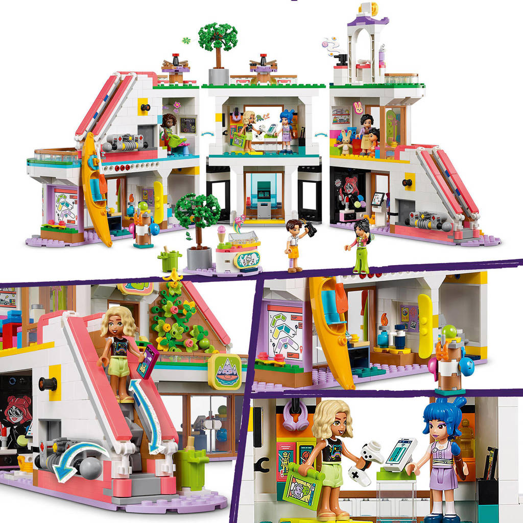 Mooie complete set voor uren bouw- en speelplezierHeartlake City winkelcentrum Speelgoedwinkel en Poppetjes Bouwpakket 42604