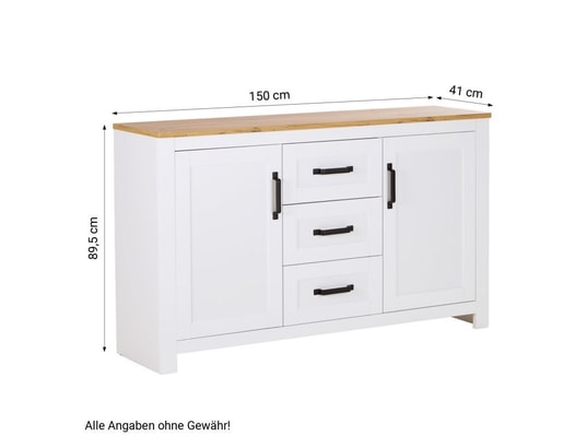 HOMESTYLE4U - Meuble de rangement enfant Buffet blanc 150 cm en bois