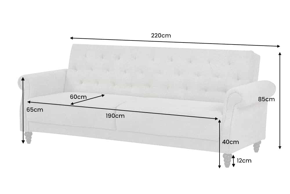 3-Sitzer Sofa MAISON BELLE AFFAIRE 220cm moosgrün Vogue Velours Samt Schlaffunktion