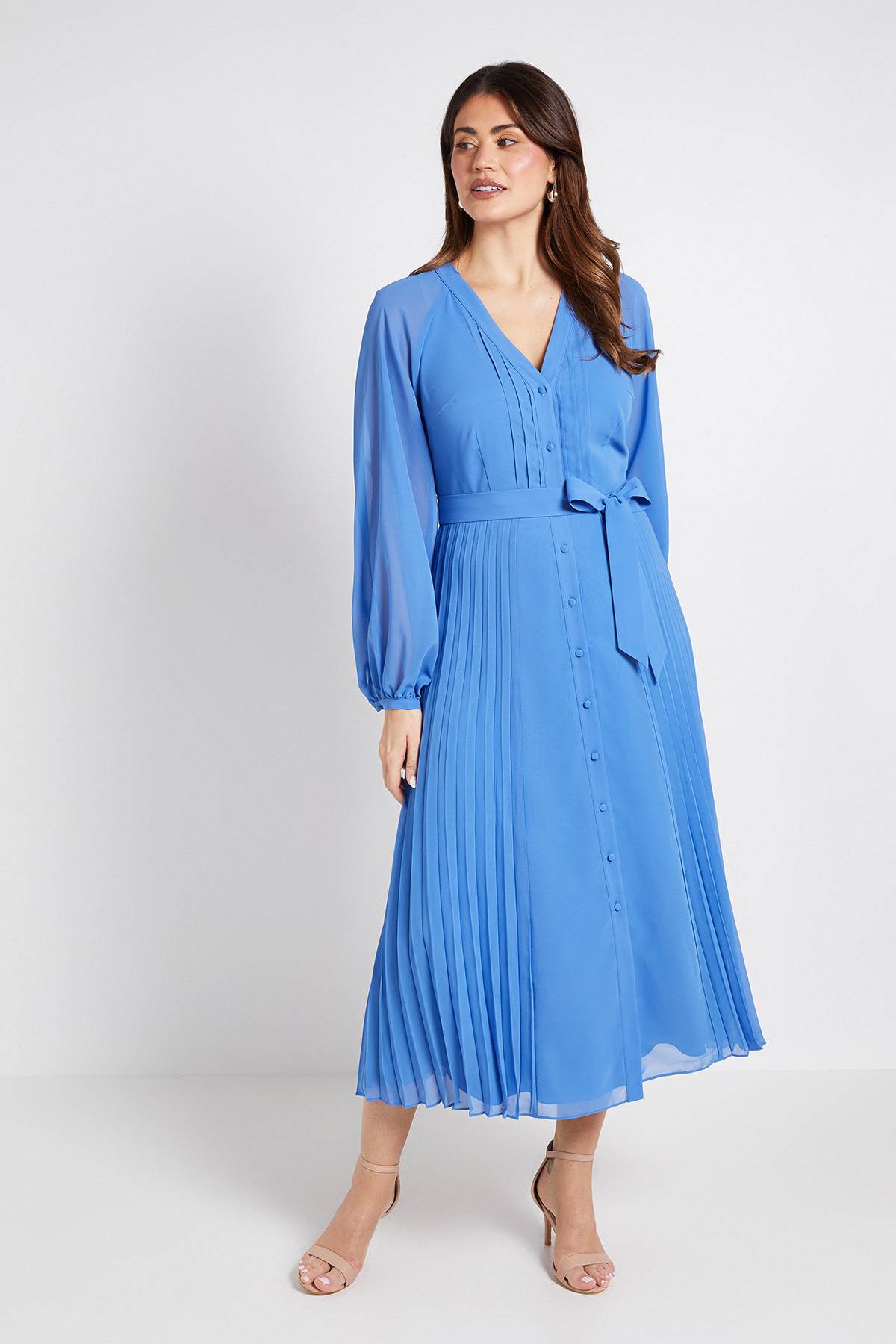 Wallis Robe Midi En Mousseline Avec Détails Plissés