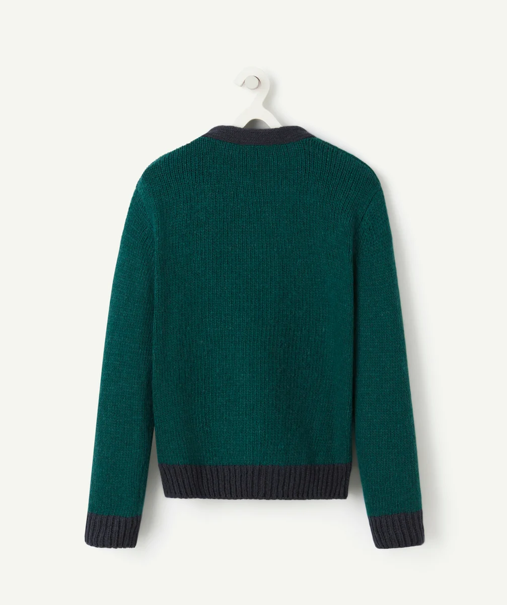 CARDIGAN GARÇON EN TRICOT MANCHES LONGUES AVEC PATCH BRODÉ XMAS GROOVE