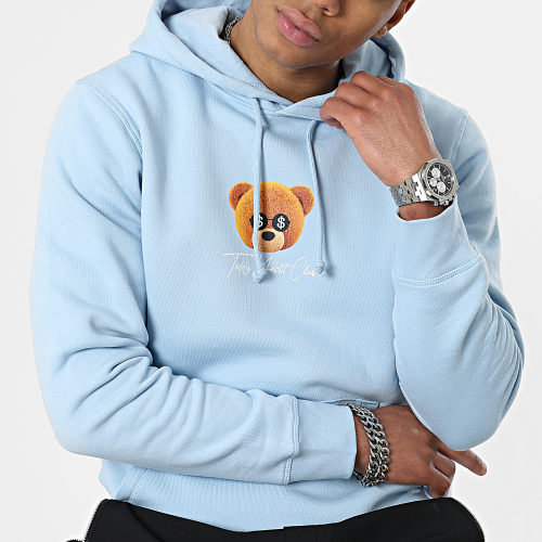 Sweat Capuche Cash Is King Bleu Ciel