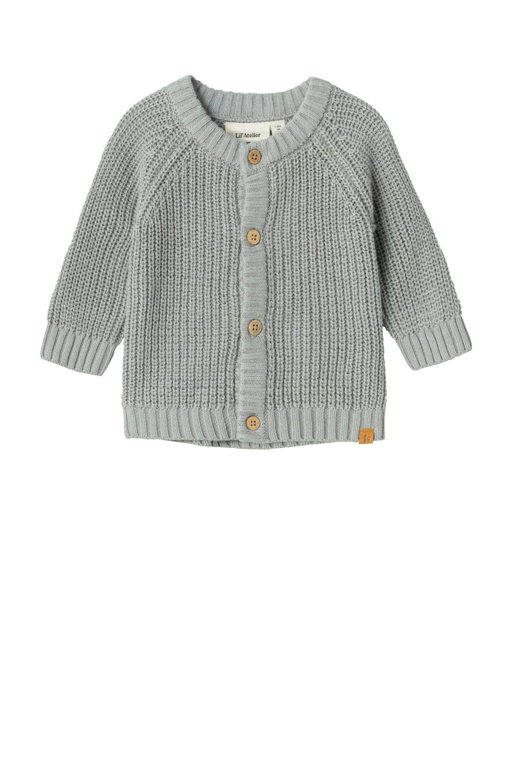 LIL' ATELIER baby gebreid vest NMNEMLEN lichtgrijs
